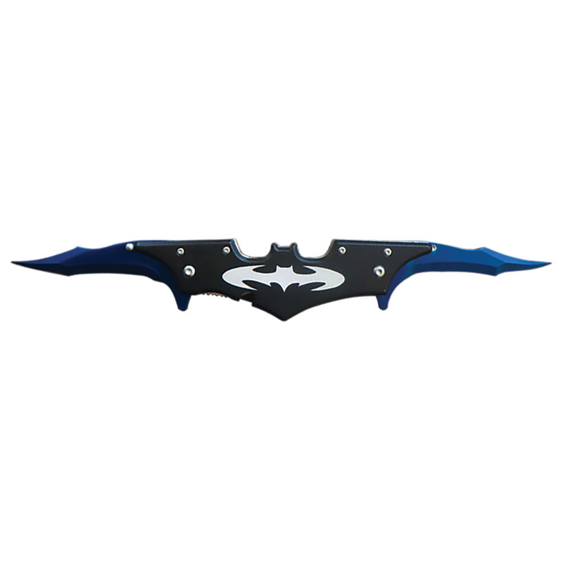 Dual Blade Tactical Bat KNIFE - Assisted Opening with Blue Blades