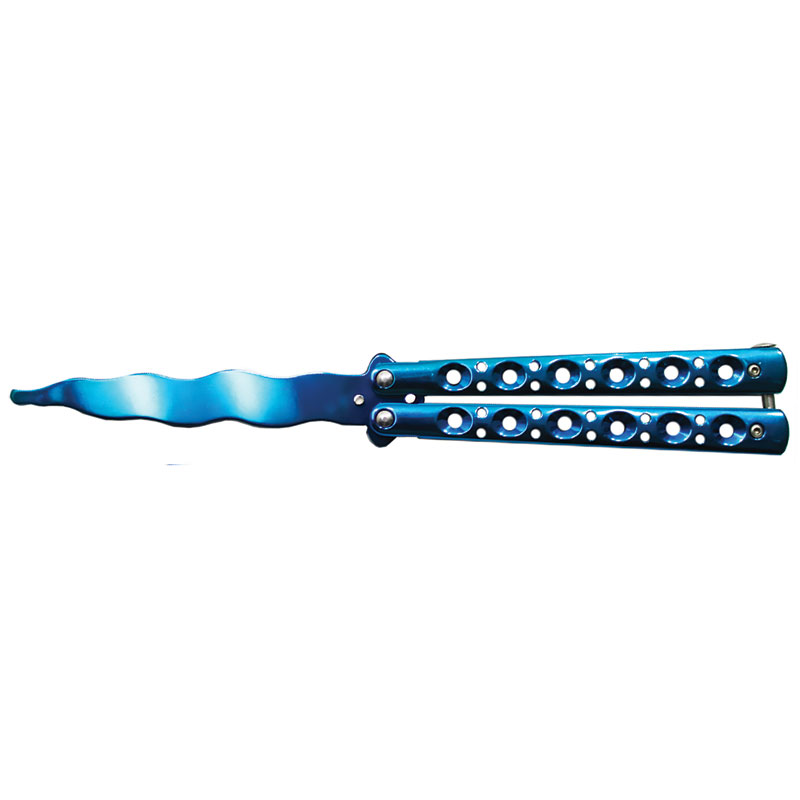 Classic KrissFlips: Training BUTTERFLY KNIFE with Kriss Blade & Hole Design Handle - Blue