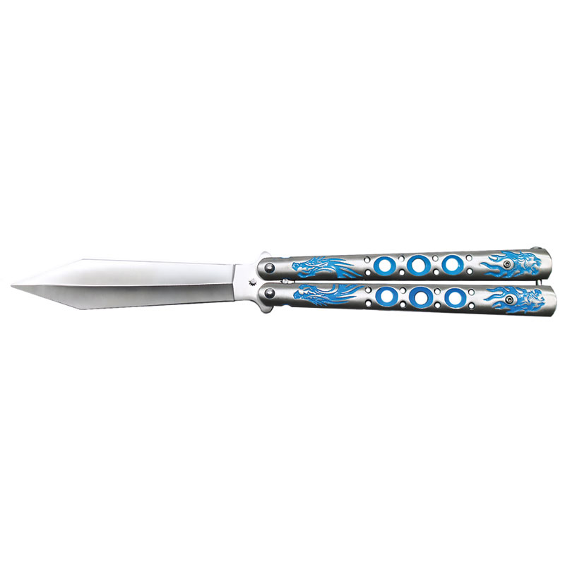 DRAGONwing Dominator: XL Gladiator-Style Training Butterfly Knife with DRAGON Design - Blue