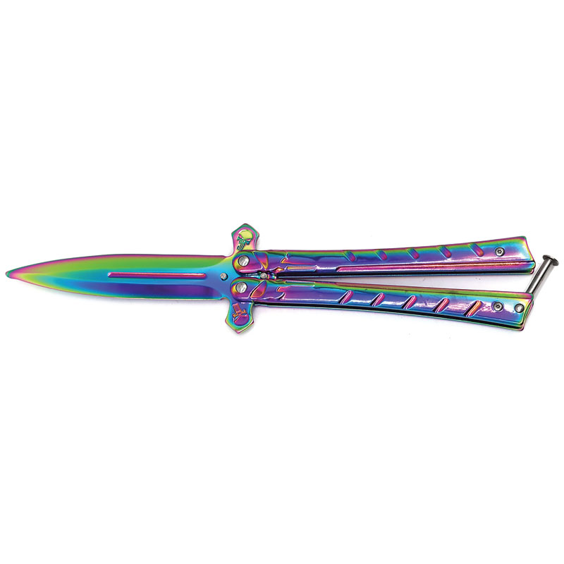 Cross Spear Balisong Trainer - Rainbow