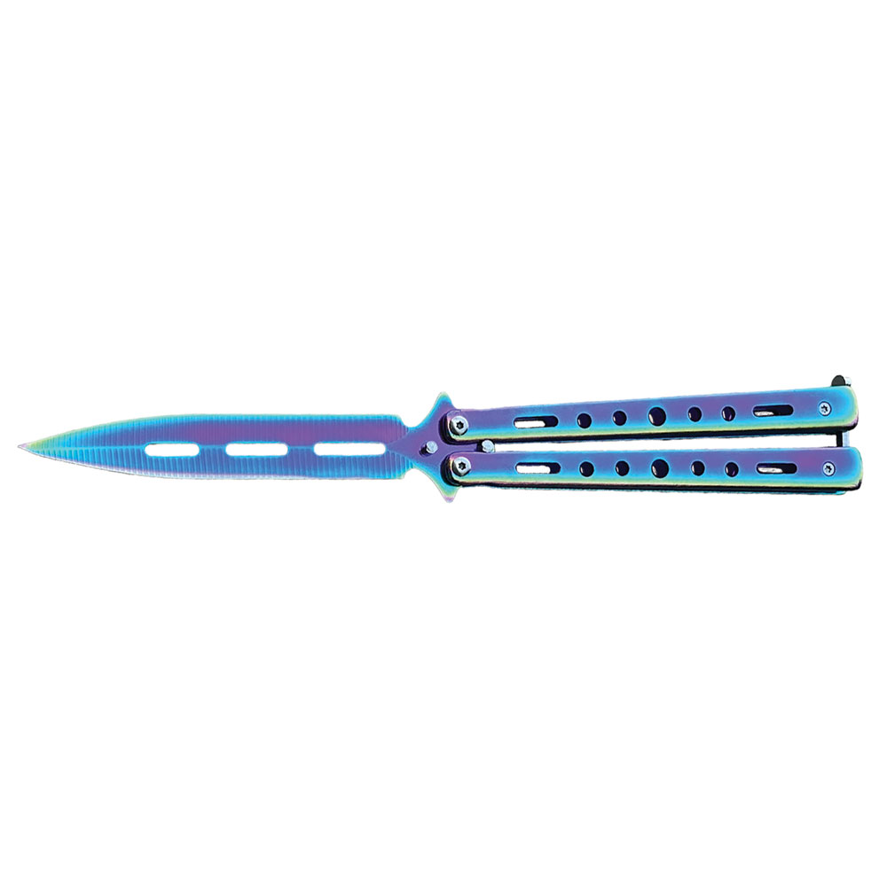 Elite Performance BUTTERFLY KNIFE with Stainless Steel Blade - Rainbow