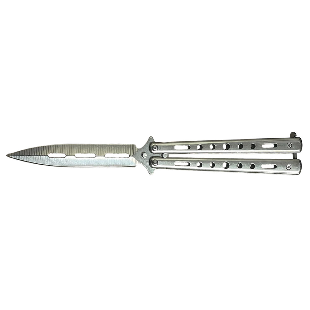 Elite Performance BUTTERFLY KNIFE with Stainless Steel Blade - Silver