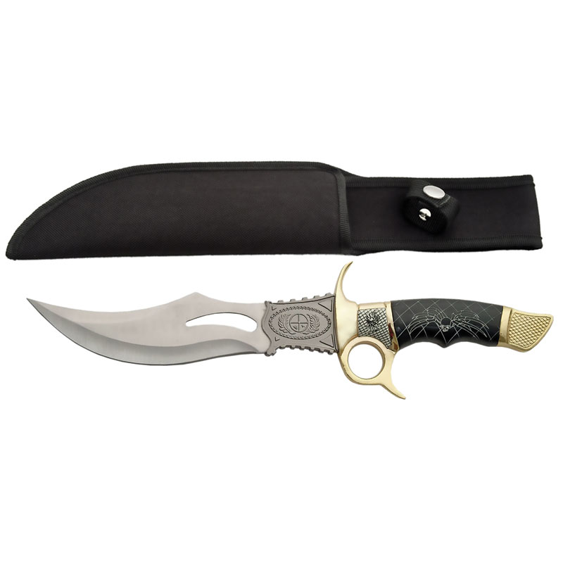 ''Black Widow Majesty: 14'''' Bowie KNIFE with Gold Accents and Secure Sheath''