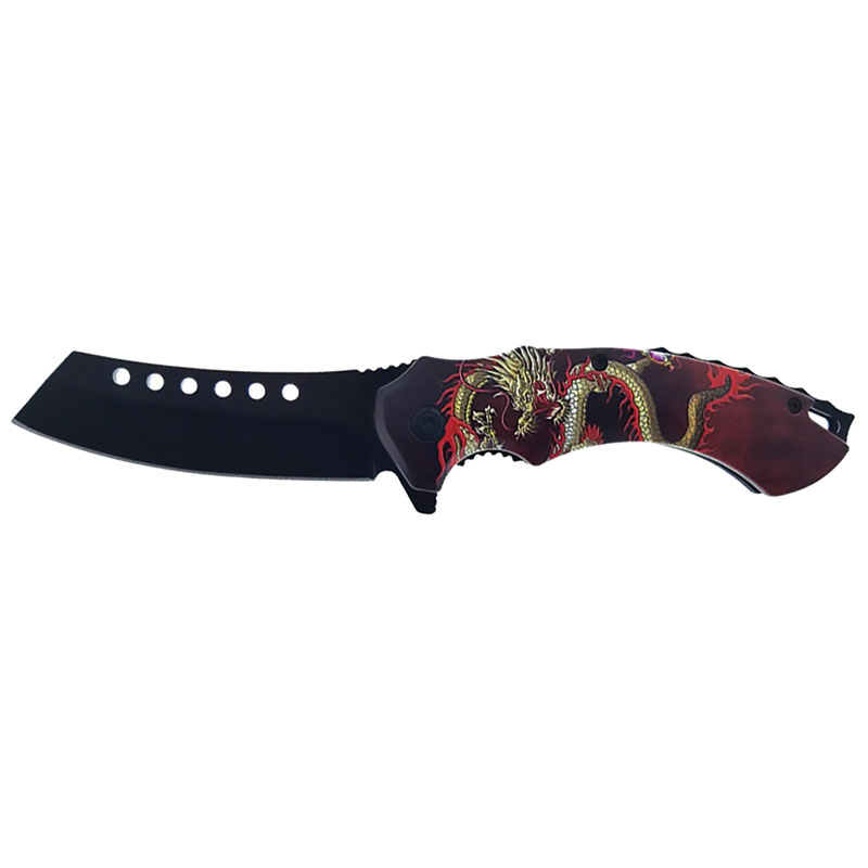 Mythic DRAGON Butcher Blade Assisted Opening Folding Knife - Red