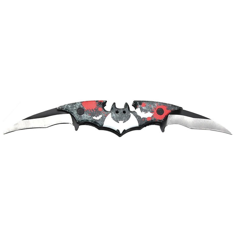 Blood Splatter Dual-Blade Bat POCKET KNIFE