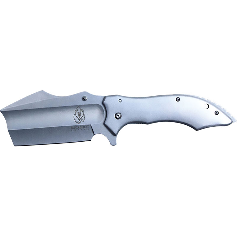 Silver Phantom Cleaver - Assisted Open POCKET KNIFE with Silver Blade