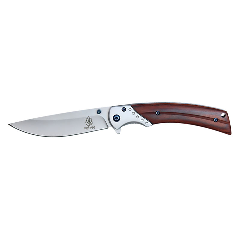 Crimson Sweep - Assisted Open Pocket Knife with Brown Wood CHARM