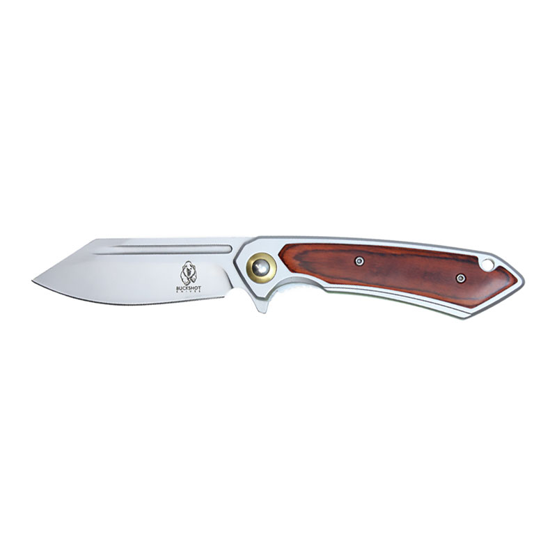 ''Golden Prestige - 8'''' Stainless Steel Assisted Pocket Knife with Wood HANDLE''