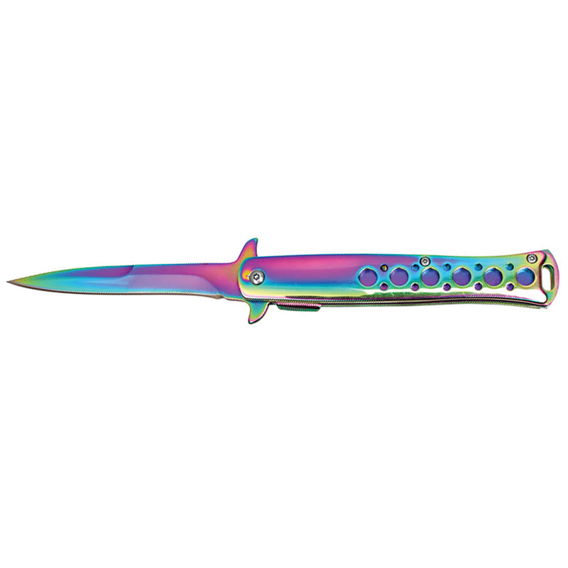 ''Iridescent Stiletto - 9'''' Rainbow Stiletto POCKET KNIFE''