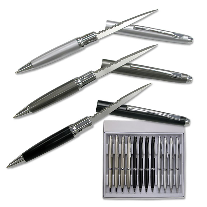 StealthScribe 12-Pack PEN Knife Display - Black and Silver