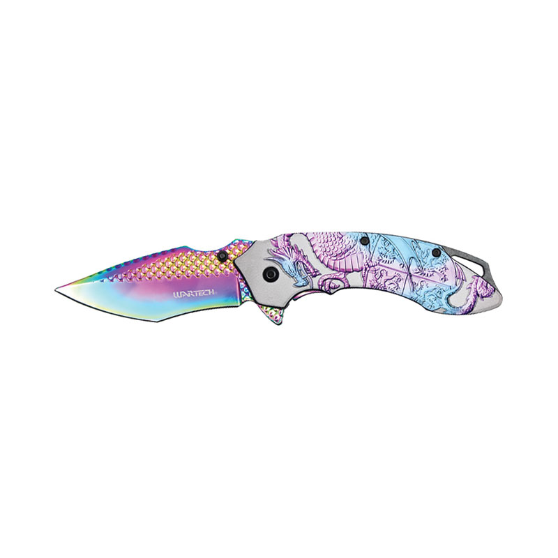 Sleek Titanium DRAGON EDC Pocket Knife - Rainbow