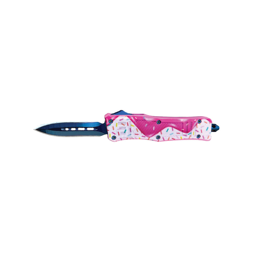 ''Sweet Style, Sharp Precision: OTF AUTOMATIC KNIFE with Cupcake Icing Design''