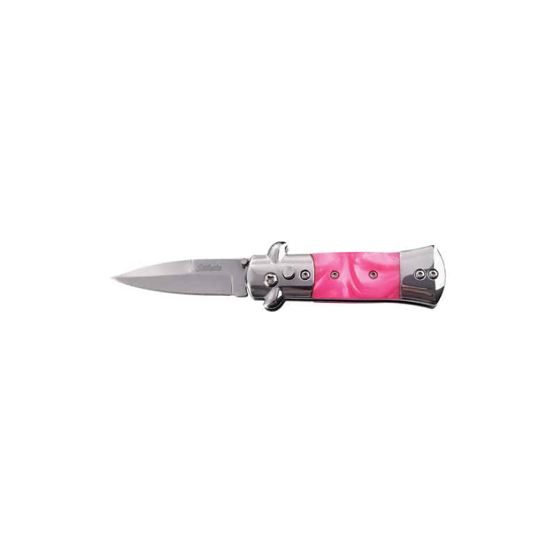 Mini Milano Stiletto SWITCHBLADE Automatic Knife - Pink Marble