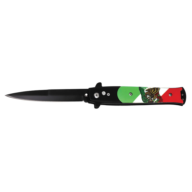 Vibrant Mexico Flag Stiletto Automatic Knife