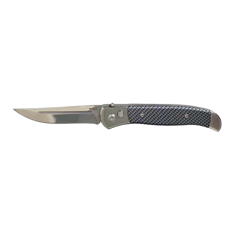 Gentlemen's Style Automatic Knife with Carbon Fiber Print HANDLE - Silver