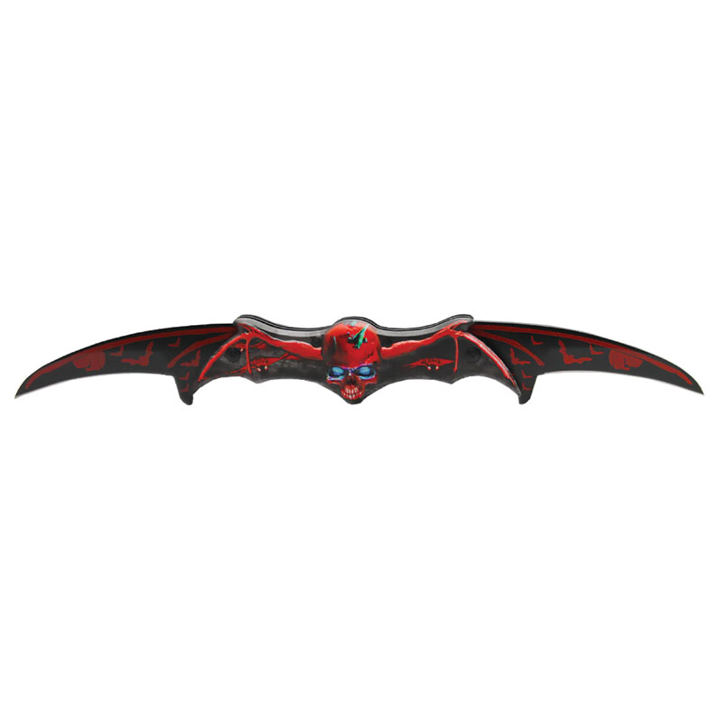 SKULL Aviator Dual-Blade Quickdraw Knife - Red and Black