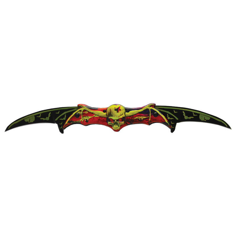 SKULL Aviator Dual-Blade Quickdraw Knife - Yellow and Red